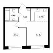 2-комнатная квартира 47,51 м²