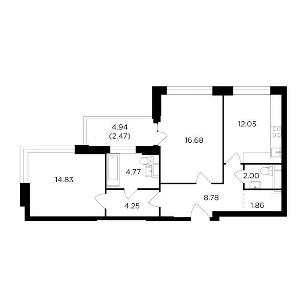 2 комнаты до 67.69