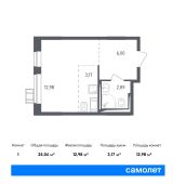 1-комнатная квартира 25,04 м²
