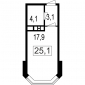 1-комнатная квартира 25,1 м²
