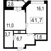 2-комнатная квартира 39,1 м²