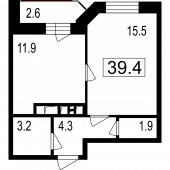 2-комнатная квартира 36,8 м²