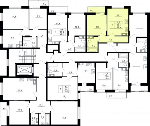 1-комнатная, квартира, 36.1 м²