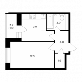 1-комнатная квартира 36,2 м²