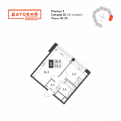 1-комнатная квартира 33,3 м²