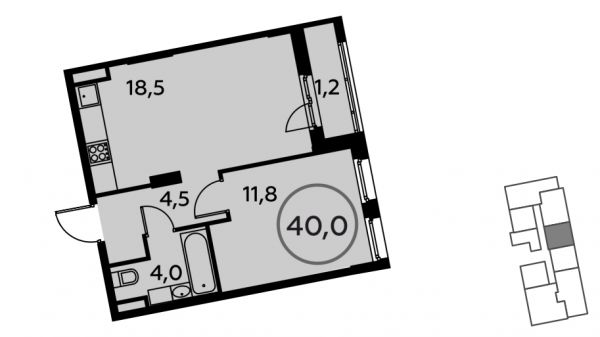 1 комната до 40