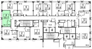 1-комнатная квартира 33.7 м²