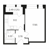 1-комнатная квартира 35,33 м²