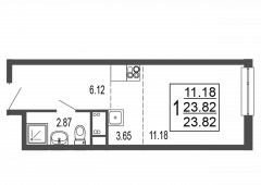 1-комнатная квартира 24,3 м²