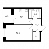 1-комнатная квартира 37,4 м²