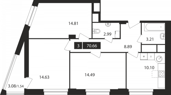 3 комнаты до 70.66