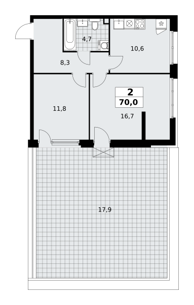 2 комнаты до 70