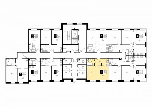 1-комнатная, квартира, 38.8 м²