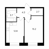 1-комнатная квартира 38,7 м²