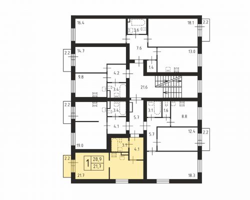 Студия, 28.9 м²