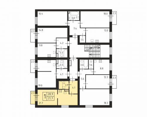 Студия, 28.9 м²