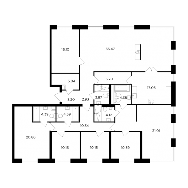 6-комнатная квартира №1013, 219,8 м² за 145,31 млн руб. в ЖК «Foriver» - планировка