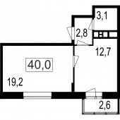 2-комнатная квартира 37,8 м²