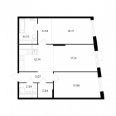 3-комнатная квартира 87,39 м²