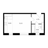 1-комнатная квартира 28,8 м²