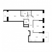 3-комнатная квартира 76,2 м²