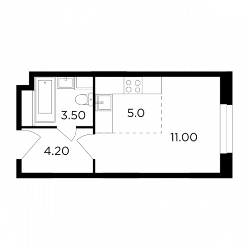 Студия, 23.7 м²