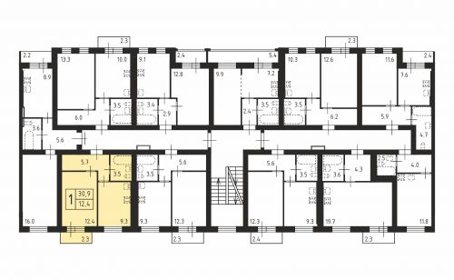 1-комнатная, квартира, 30.9 м²