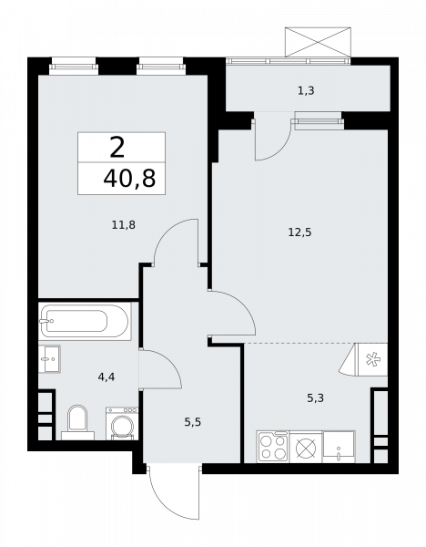 2 комнаты до 40.8