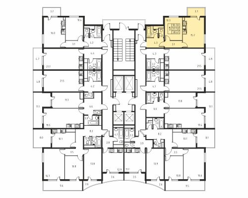 1-комнатная, квартира, 37.5 м²