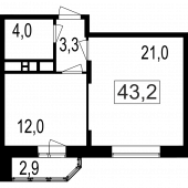 2-комнатная квартира 40,3 м²