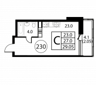 1-комнатная квартира 29,05 м²