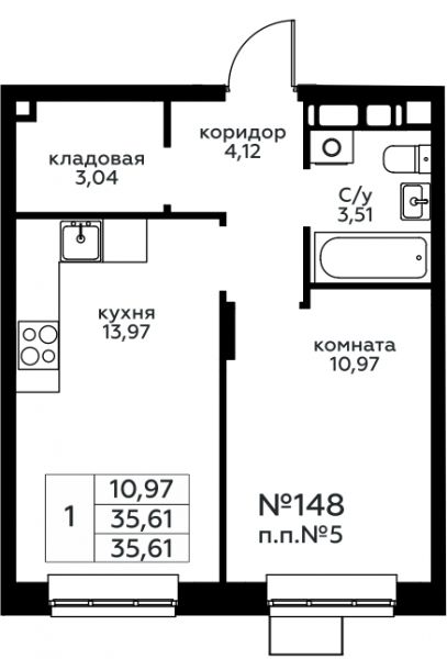 1 комната до 35.61