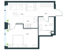 2-комнатная квартира 35,4 м²