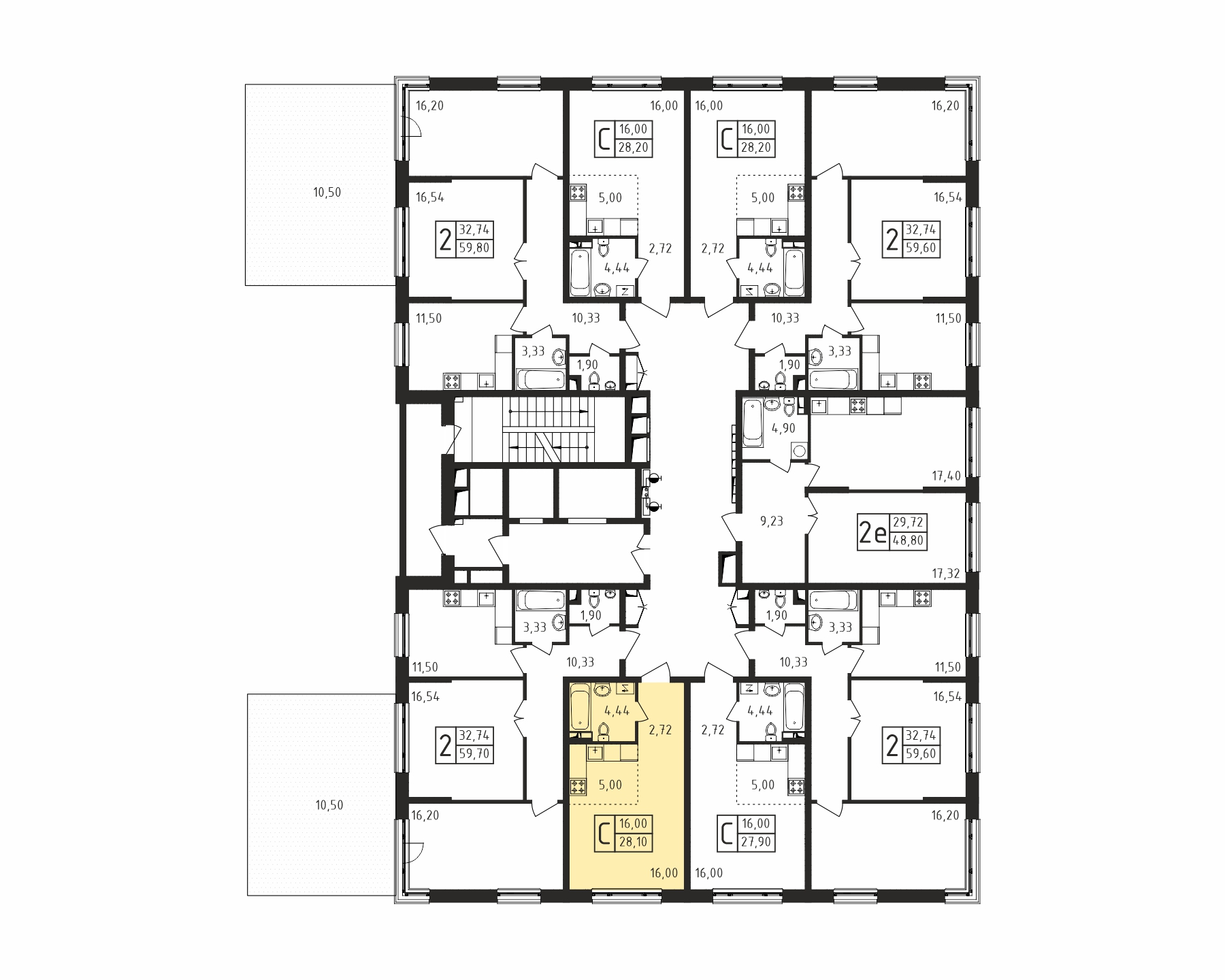 Квартира-студия №296, 28,1 м² за 4,36 млн руб. в ЖК «Серебро» - планировка