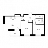 3-комнатная квартира 55,4 м²