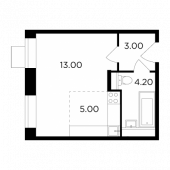 1-комнатная квартира 25,2 м²