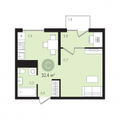 1-комнатная квартира 32,4 м²
