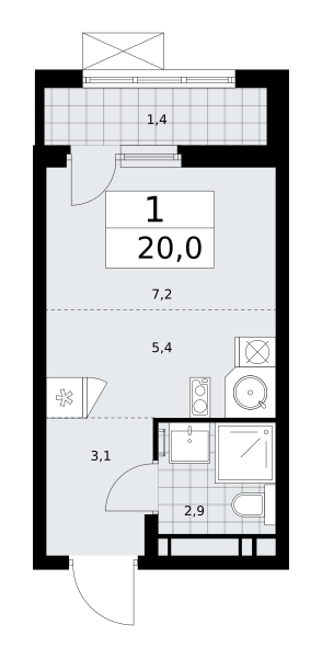1 комната до 20