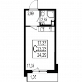 1-комнатная квартира 24,29 м²