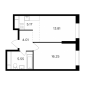 2-комнатная квартира 44,79 м²