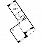 3-комнатная квартира 59,8 м²