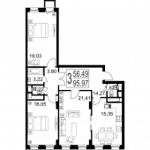 3-комнатная квартира 95,97 м²