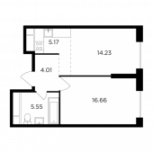 2-комнатная квартира 45,62 м²