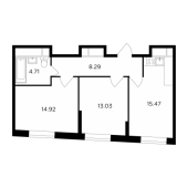 2-комнатная квартира 56,42 м²