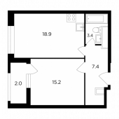 1-комнатная квартира 47 м²