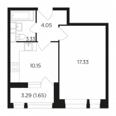 1-комнатная квартира 36,51 м²