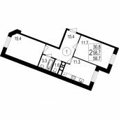 2-комнатная квартира 58,7 м²