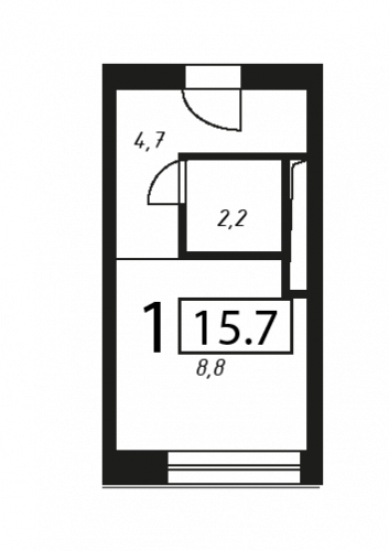 Студия, 15.7 м²