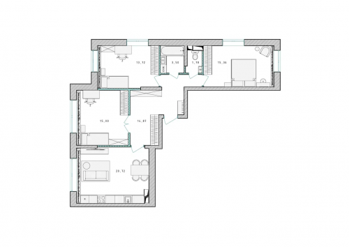 3-комнатная, квартира, 85.1 м²