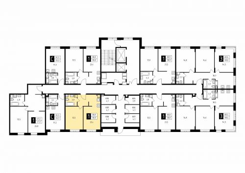 1-комнатная, квартира, 38.8 м²
